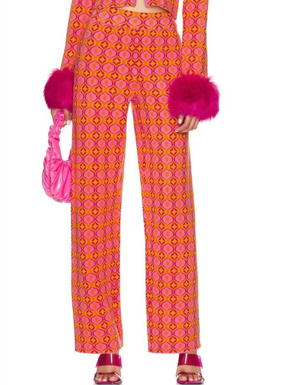 Show Me Your Mumu Pink & Orange Geometric Straight-Leg Pants Small